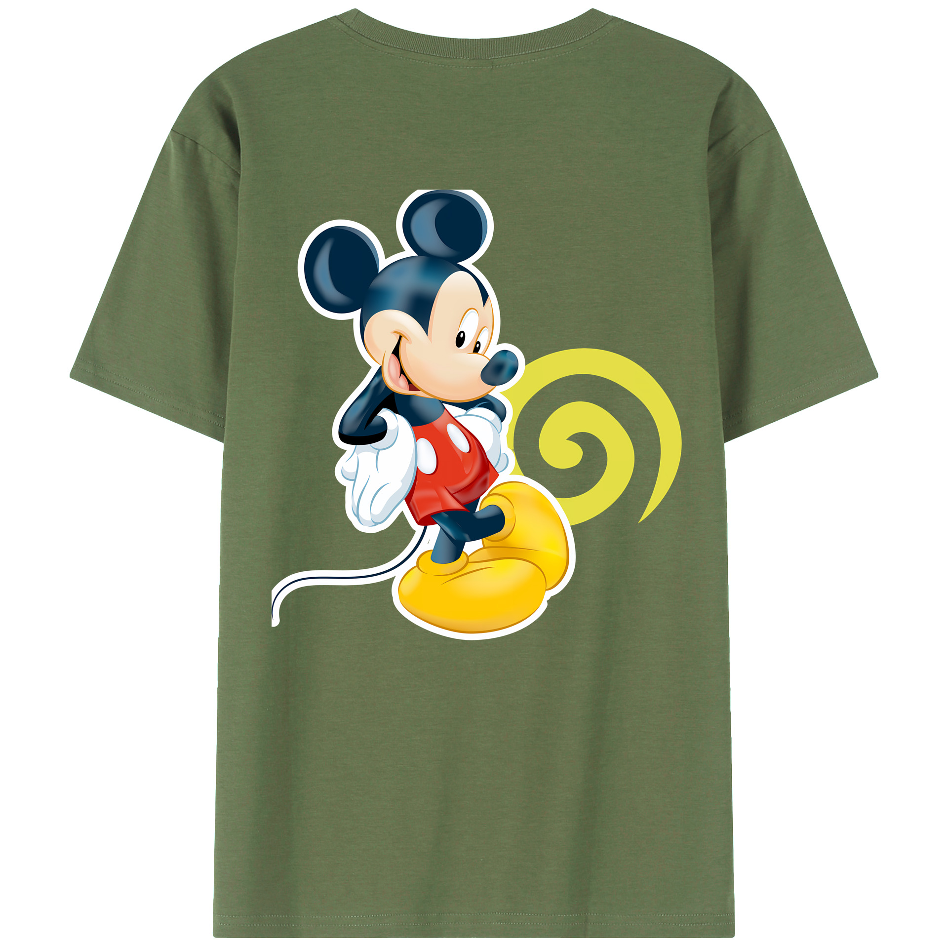 （画像用） ミッキーマウス Mickey Mouse 綿100％ メンズ半袖Tシャツ（バックプリント） 通気性